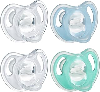 Ultra-Light Silicone Pacifier, Symmetrical One-Piece Design, BPA-Free Silicone Binkies, 0-6m, 4-Count