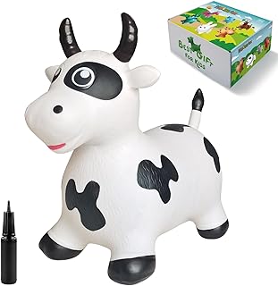 Cow Bouncy Horse, Inflatable Bull Bouncing Animal Hopper for Toddlers or Kids, Ride on Jumping Toys for Boy or Girl Birthday Gift, Outdoor Indoor