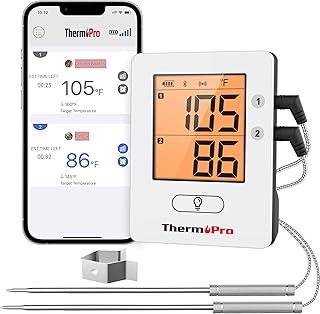 Wireless Meat Thermometer of 650ft for Smoker Oven, Meat Thermometer Digital Wireless with 2 Meat Probes, Bluetooth Meat Thermometer for Cooking, BBQ Smoker Grill Thermometer Rechargeable