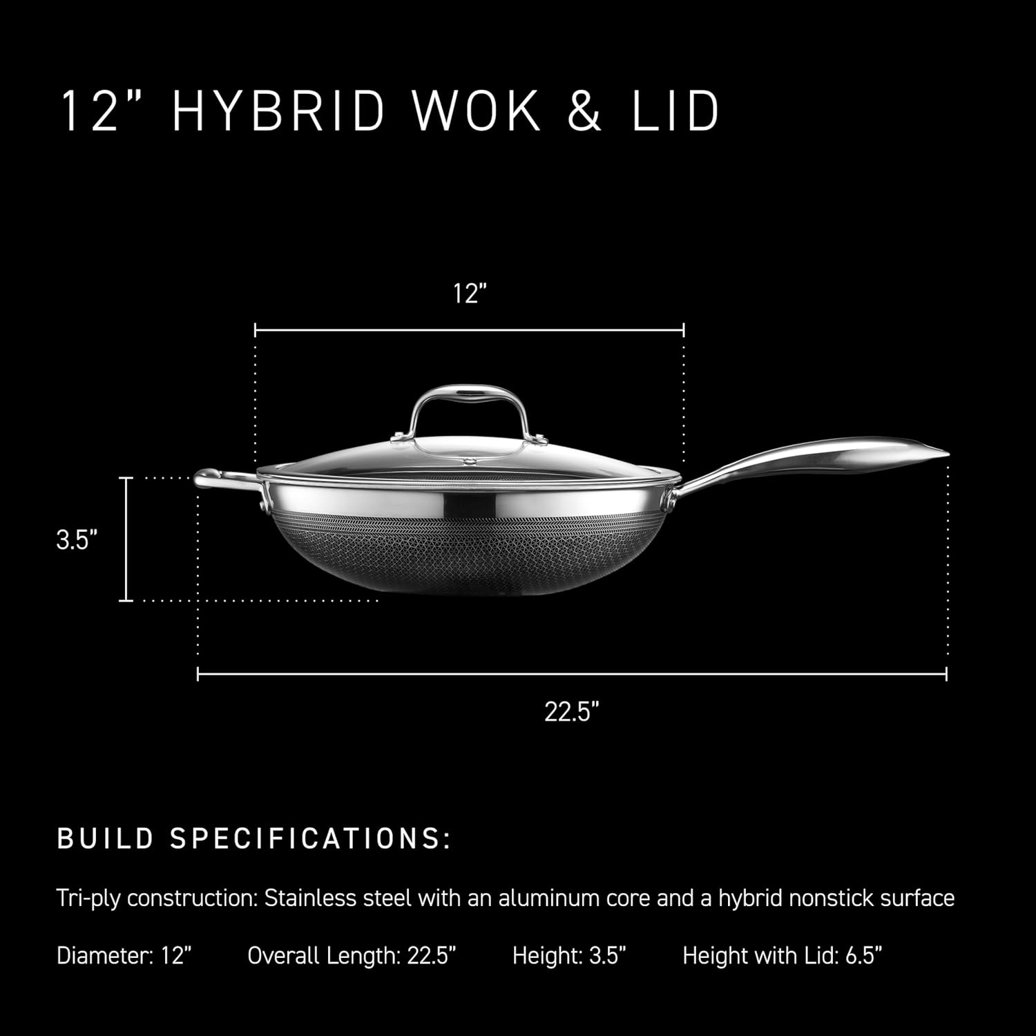 HexClad Hybrid Nonstick 12-Inch Wok, Stay-Cool Handle ...