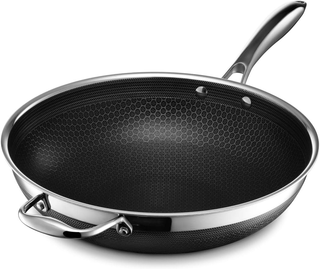 HexClad 12 Inch Hybrid Nonstick Wok, Dishwasher and Oven ...
