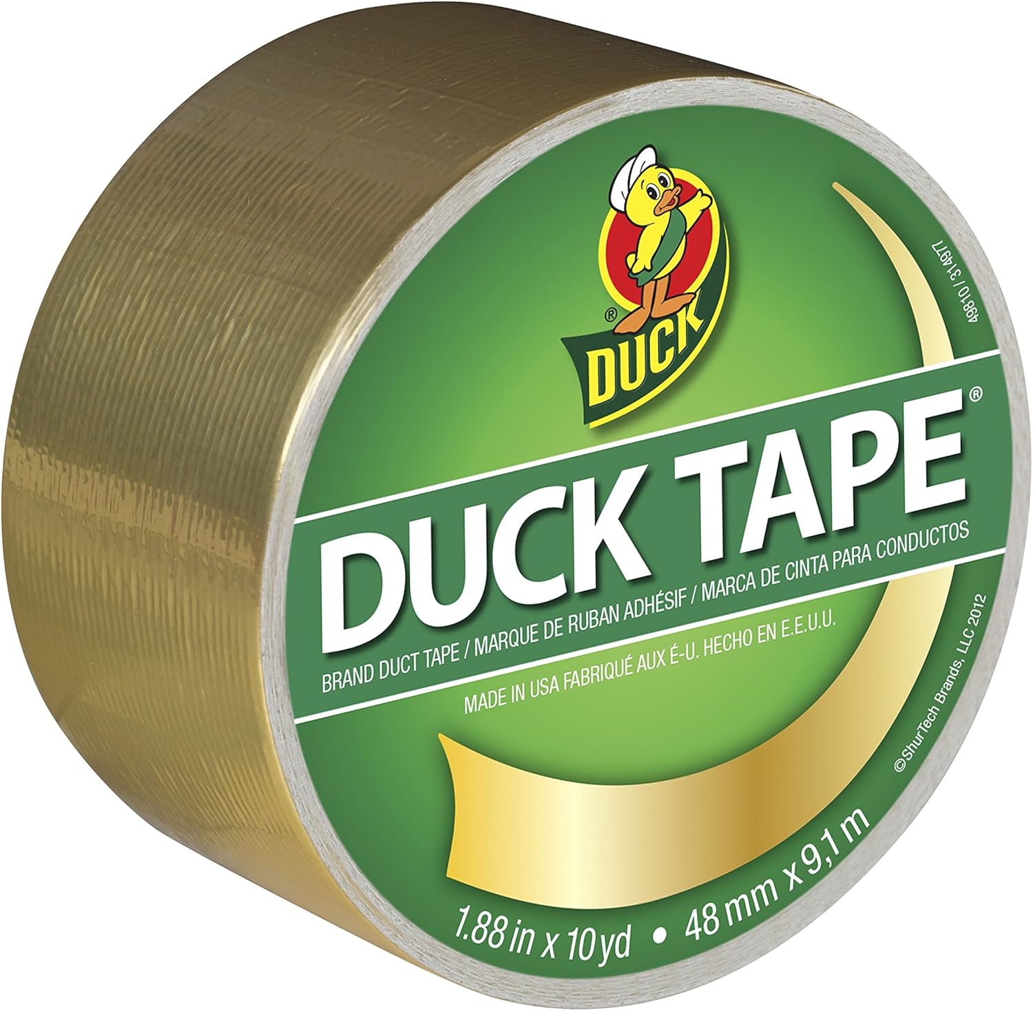 Duck Brand 280748 Duct Tape Single Roll, Metallic Gold