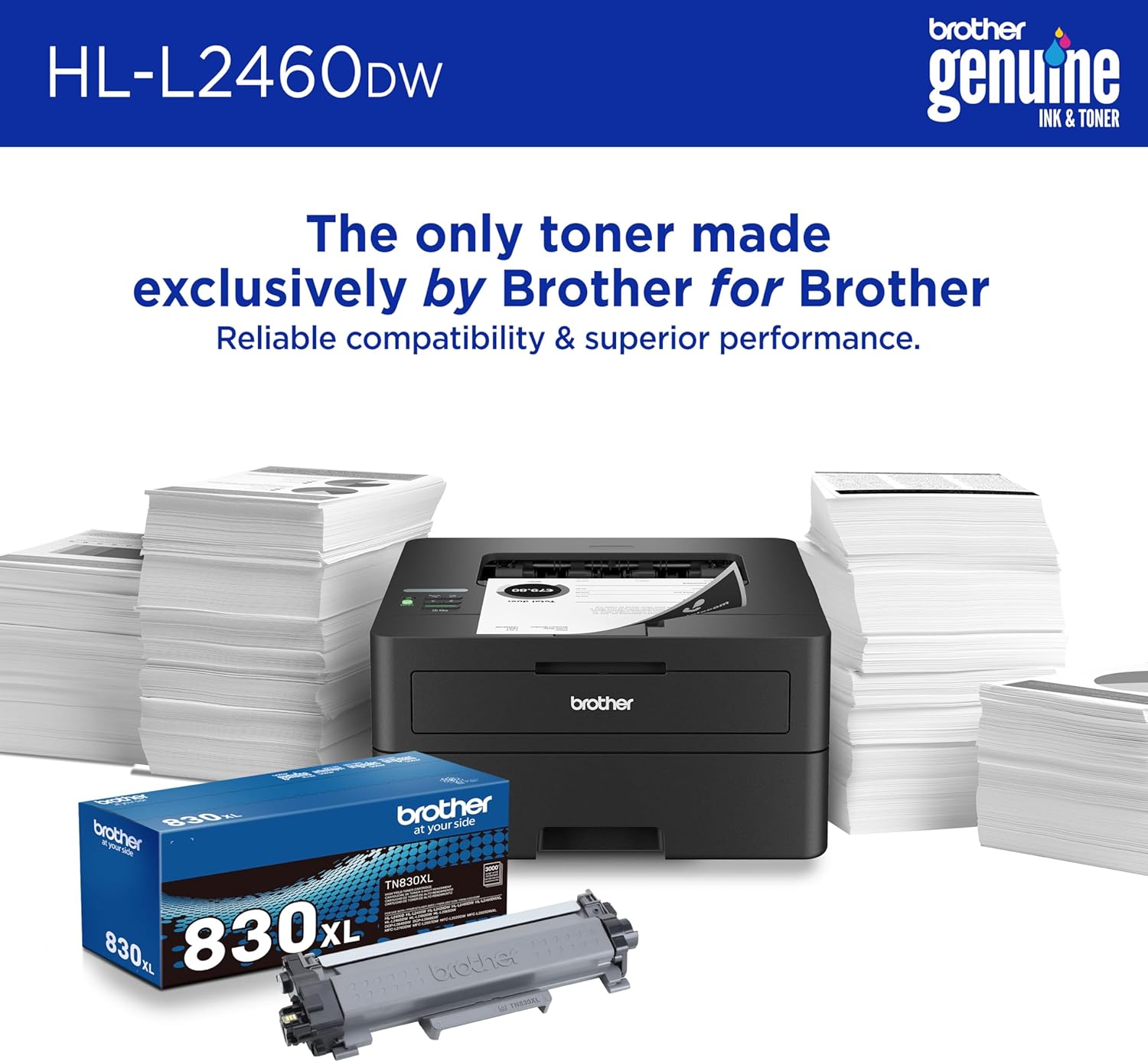 Brother HL-L2460DW Wireless Compact Monochrome ...