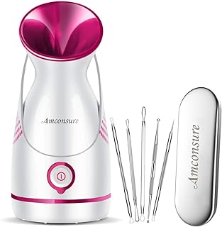Facial Steamer - Nano Ionic Face Steamer Warm Mist Steamer for Face Home Sauna SPA, Face Humidifier Steamer for Facial Deep Cleaning Unclogs Pores Sinuses - 5 Piece Stainless Steel Skin Kit