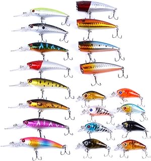 Fishing Lures Kit Mixed Including Minnow Popper Crank Baits with Hooks for Saltwater Freshwater Trout Bass Salmon Fishing