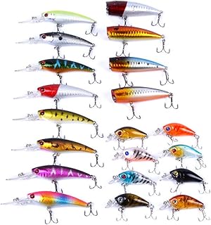 Fishing Lures Kit Mixed Including Minnow Popper Crank Baits with Hooks for Saltwater Freshwater Trout Bass Salmon Fishing