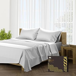 Mayfair Linen 100% Egyptian Cotton Sheets Set King - 1000 High Thread Count, Luxury 5-Star Hotel 6 PC Sateen Bed Sheets King Size, Soft, Breathable Extra Long Staple 16\
