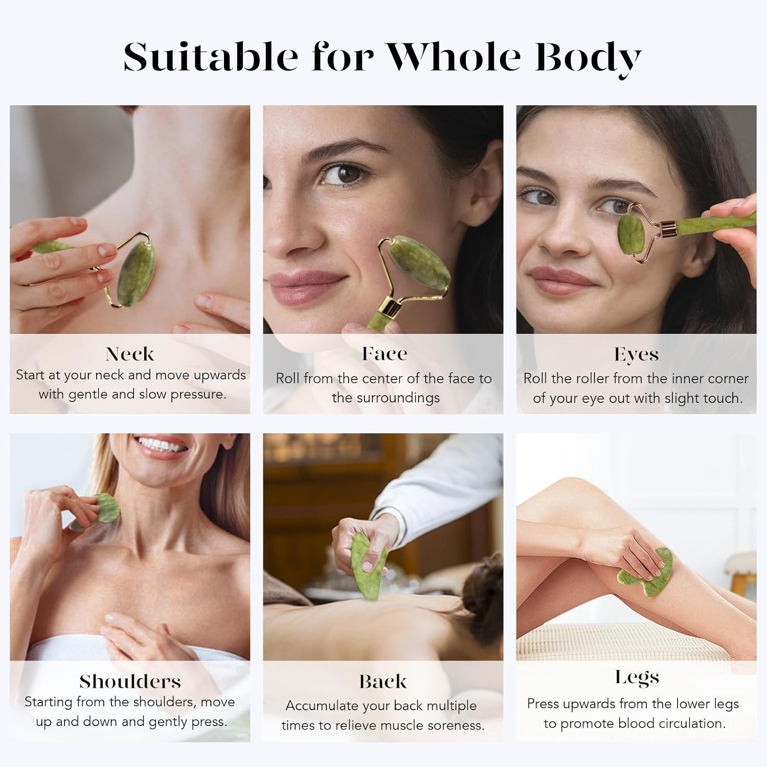 BAIMEI IcyMe Gua Sha & Jade Roller Facial Tools Face ...