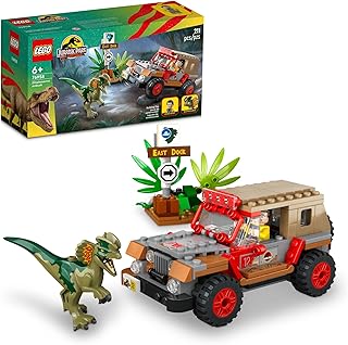 LEGO Jurassic Park Dilophosaurus Ambush 76958 Building Toy Set for Jurassic Park 30th Anniversary, Dinosaur Toy with Dino Figure and Jeep Car Toy; Gift Idea for Grandchildren and Kids Ages 6 and Up