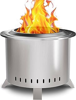 Smokeless Fire Pit,22 Inch Stainless Steel firepit, Outdoor Wood Burning Fire Pit with Cover for Outside Backyard Patio Garden Camping Bonfire
