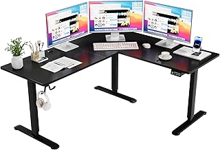 L Shaped Standing Desk Adjustable 63 x 55 Inch Corner Stand up Desk Electric Standing Computer Workstation with Preset Heights (Black)