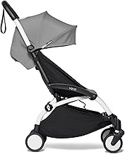 YOYO2 Stroller - Lightweight & Compact - Includes White Frame, Grey Seat Cushion + Matching Canopy - Suitable for Children Up to 48.5 Lbs