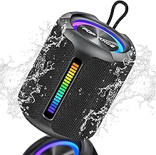 Bluetooth Speakers Wireless Portable, 50W Peak Stereo Sound, IPX7 Waterproof Shower Speaker with Deep Bass, RGB Light, Preset EQ, TWS, for Home/Camping/Party/Gifts, PoP voice BT 5.3 Speaker, Up to 24H