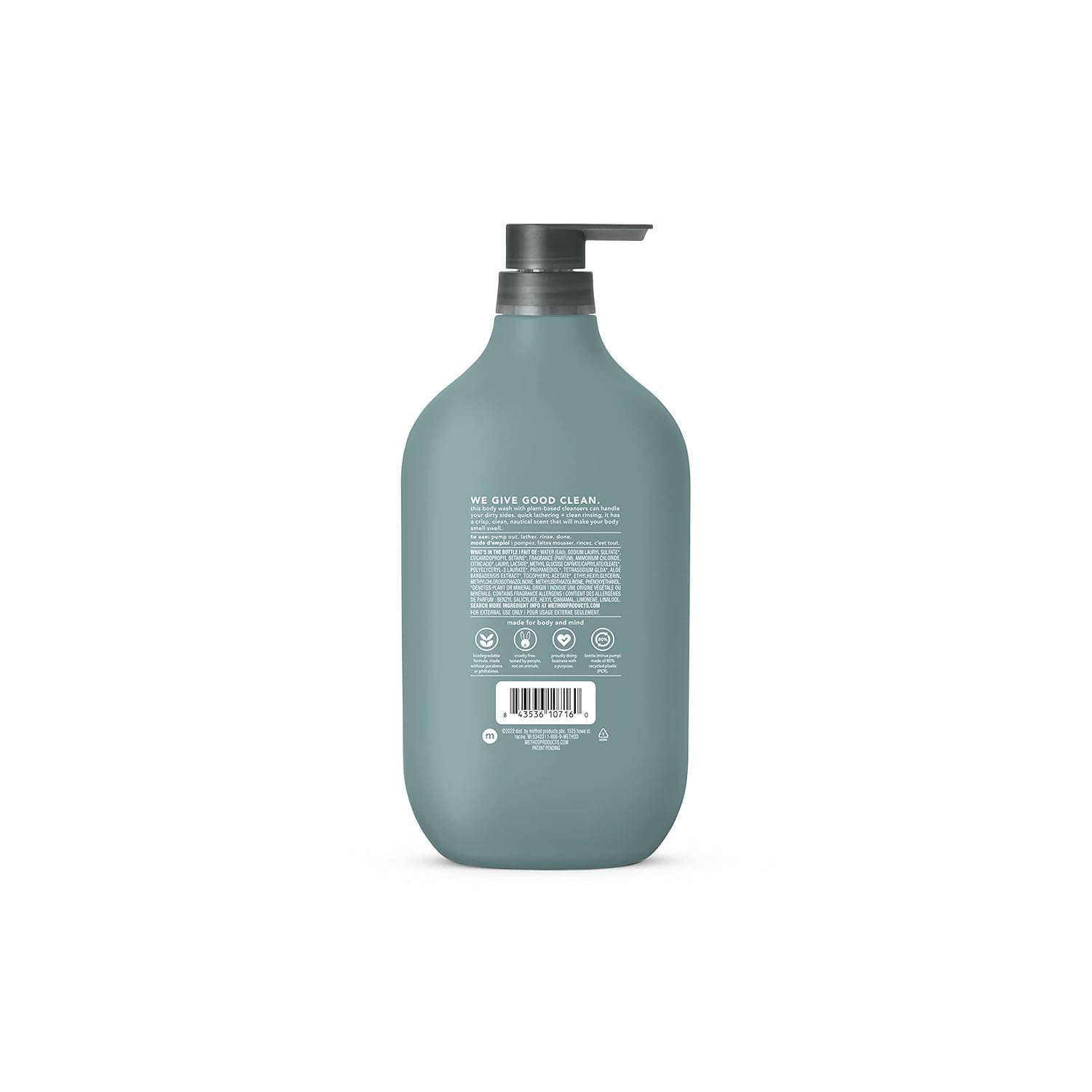 Method Body Wash, Sea + Surf, Paraben and Phthalate ...