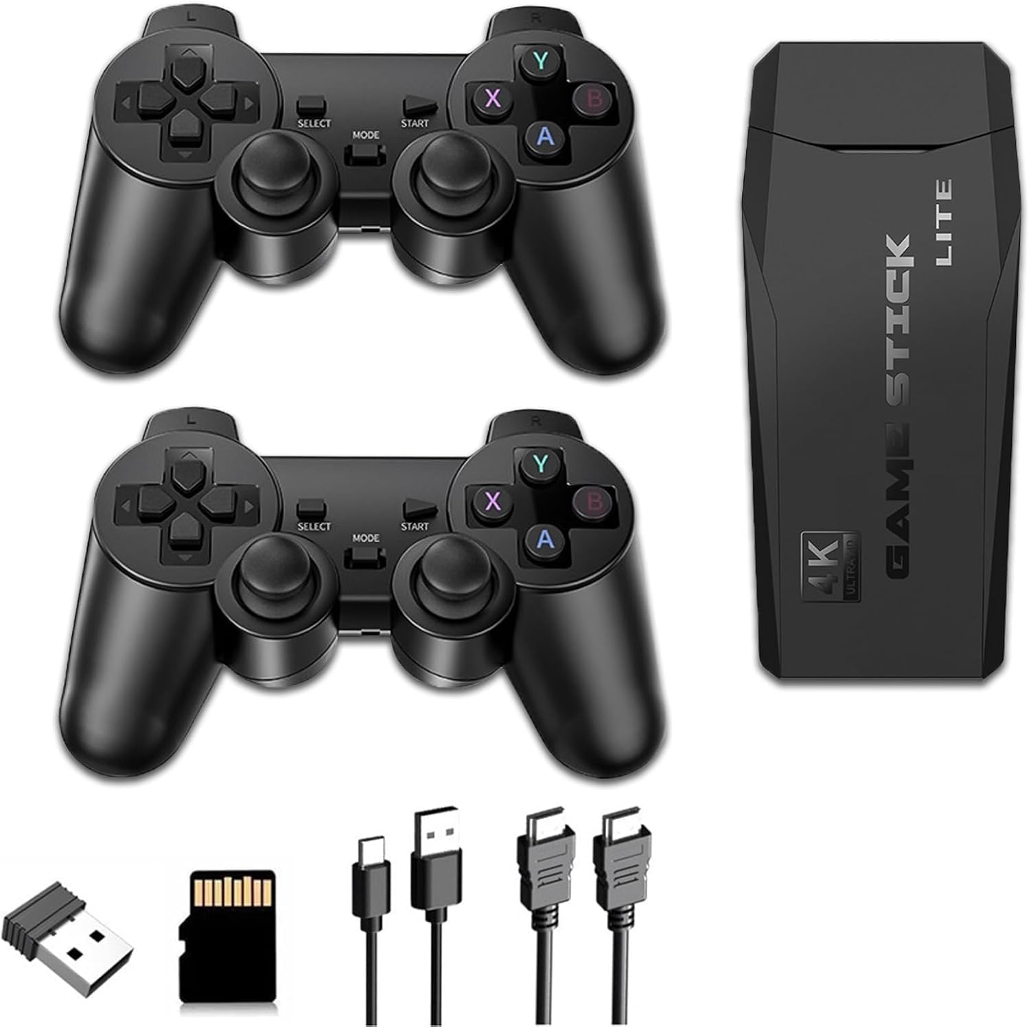 Billowvolve Retro Game Stick, Dual 2.4G Wireless Console, 64GB Memory 4K HDMI Output Built-in 20000+ Games with 15 Classic Emulators, Controllers Plug Play Video TV Game