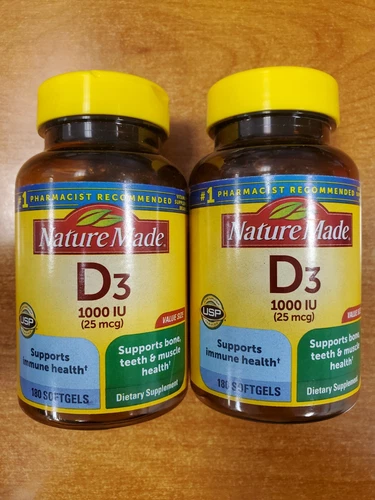 2 Pk: Nature Made D3 1000 IU (25 mcg) 180 Softgels ...
