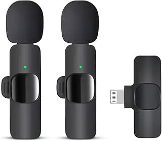 Professional Wireless Lavalier Microphone for iPhone, iPad - Cordless Omnidirectional Condenser Recording Mic for Interview Video Podcast Vlog YouTube