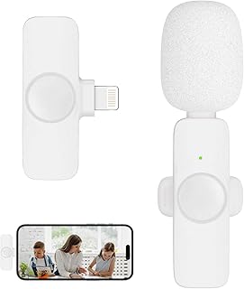 Professional Wireless Lavalier Microphone for iPhone iPad, Cordless Omnidirectional Clip Mic, Plug-Play Microphone for Interview Video Podcast Vlog YouTube