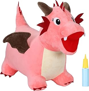 INPANY Bouncy Dinosaur Hopper Toy for Toddlers, Kids Inflatable Plush Bouncing Horse Hopper, Ride on Bounce Animal, Indoor Outdoor Birthday Gift for 2 3 4 Year Old Boy Girl