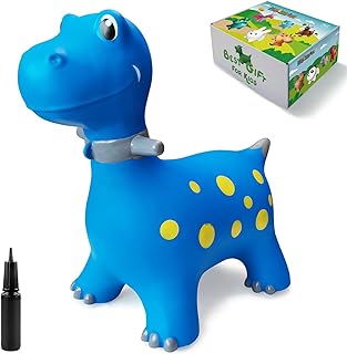 Bouncy Horse, Dinosaur Hopper Toys for Kids, Inflatable Ride on Bouncy Animals Toys for Toddlers, Jumping Horse for Baby Birthday Gift for Boy or Girl 18 Months 2-4 Year Old (Blue)