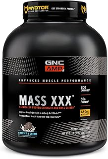 GNC AMP Mass XXX with MyoTOR Protein Powder | Targeted Muscle Building and Workout Support Formula with BCAA and Creatine | Cookies and Cream | 13 Servings