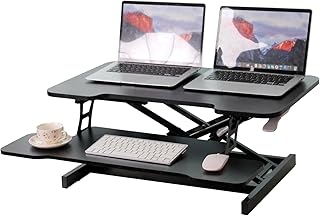 32”Height Adjustable Standing Desk Sit to Stand Riser Converter Tabletop with Wide Keyboard Tray