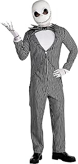 Party City Jack Skellington Costume for Adults - Disney Nightmare Before Christmas Costume Includes Jumpsuit, Bow Tie, & Mask - Costumes for Halloween, Birthday Parties & Themed Events