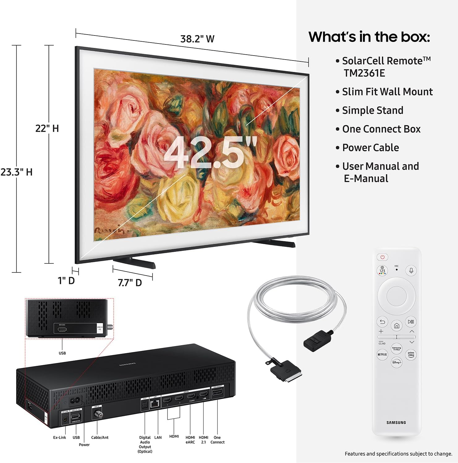 SAMSUNG 43-Inch Class QLED 4K LS03D The Frame Series ...