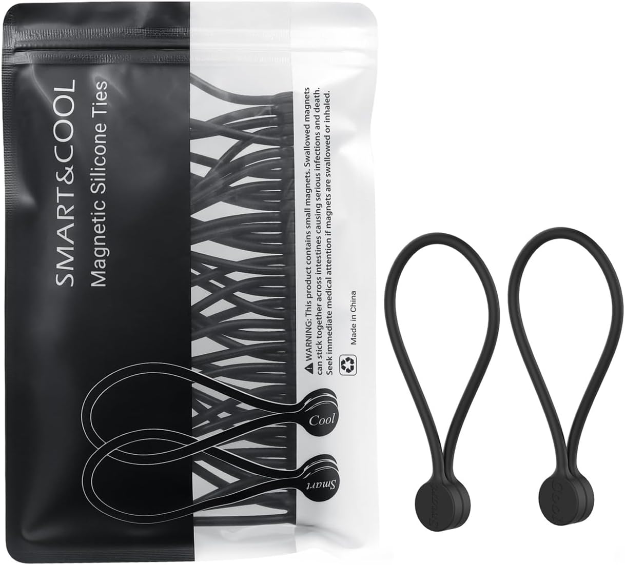 SMART&COOL Reusable Silicone Magnetic Cable Ties for Bundling ...