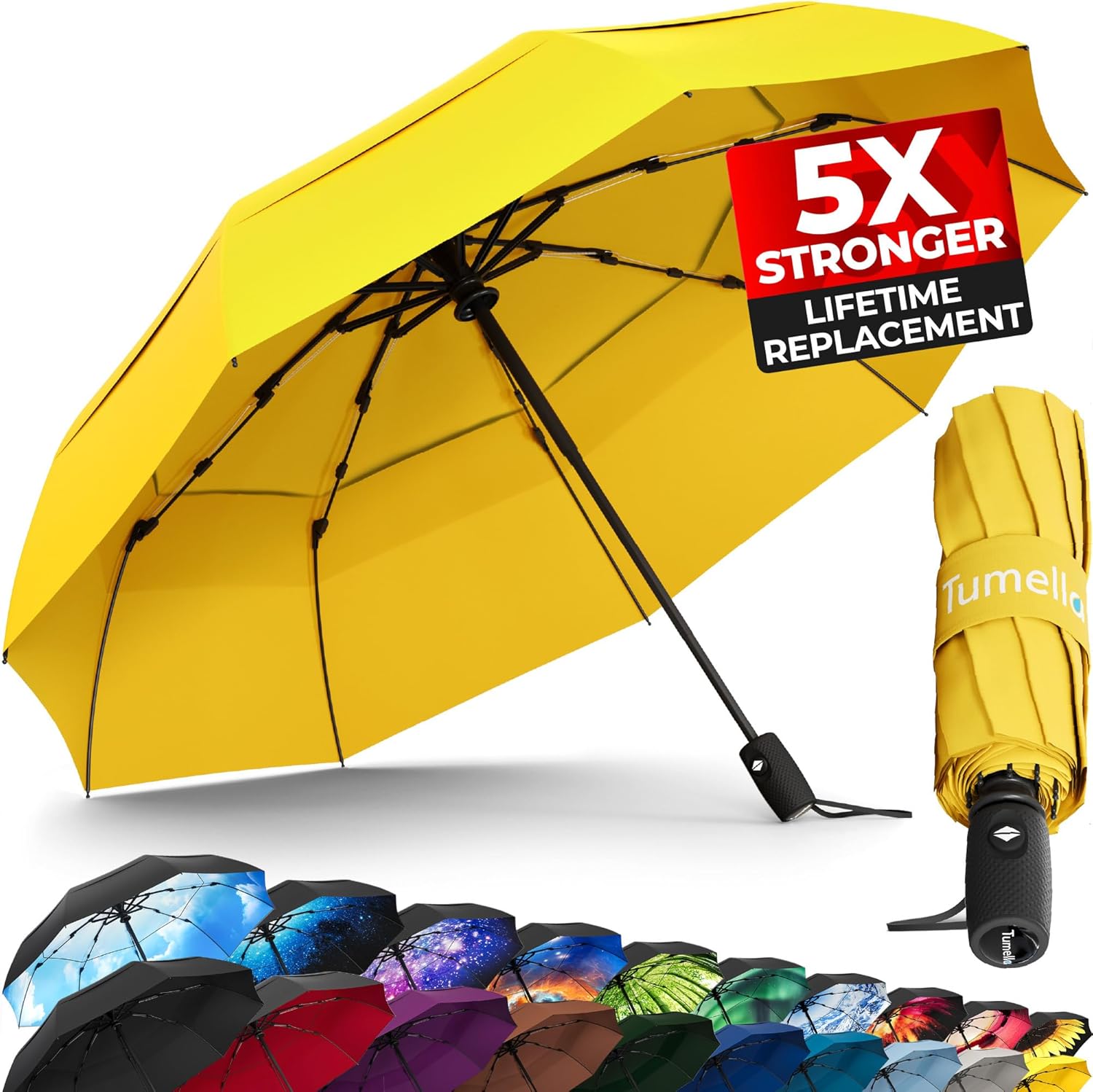 TUMELLA Strongest Windproof Travel Umbrella (Compact ...