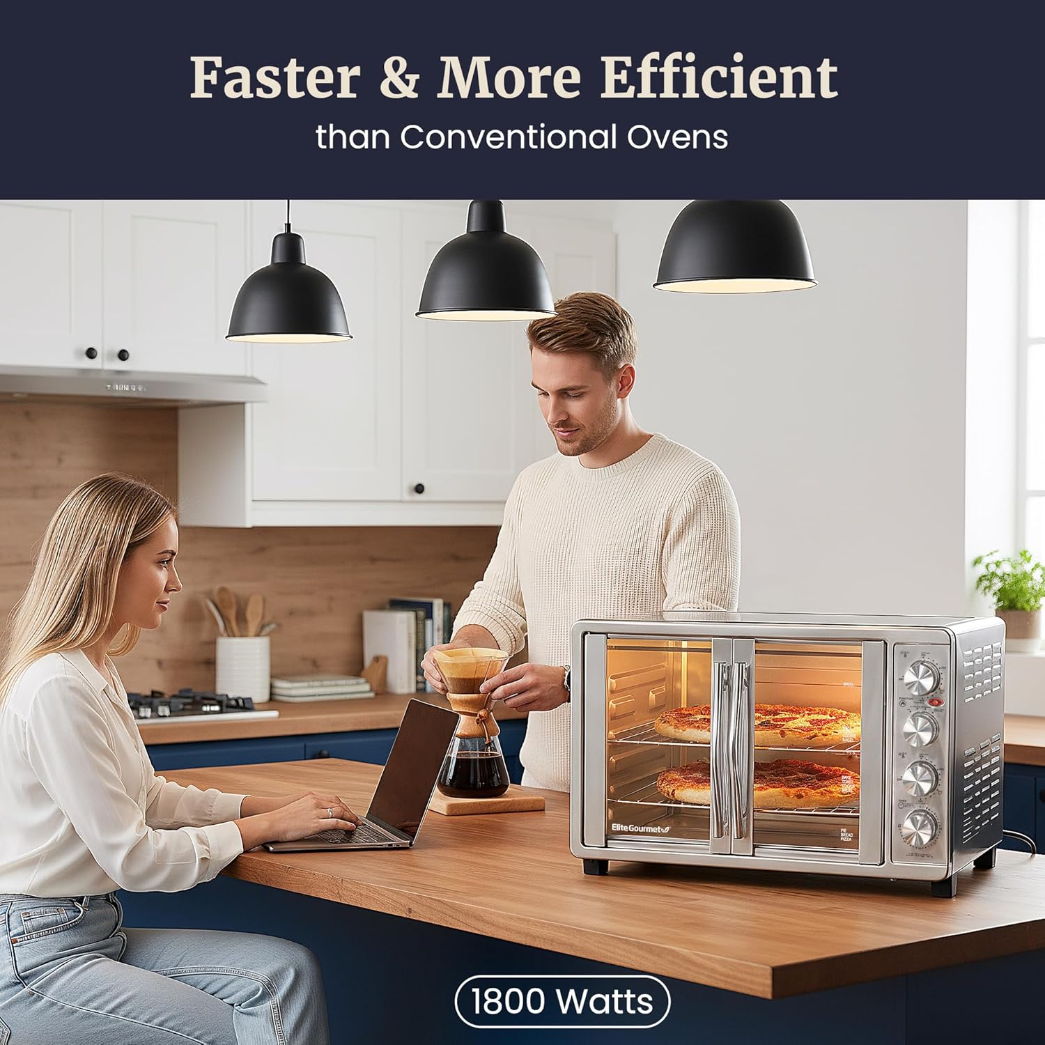 Elite Gourmet ETO-4510M French Door 47.5Qt, 18-Slice Convection ...