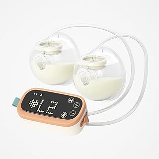 Hands-Free Breast Pump E-Shine, Anti-Backflow Design, Smart LED Display with Various Emojis and Memory Function, Low Noise, 4 Modes 8 Levels Portable Wearable Breast Pump, 24mm&20mm Flange
