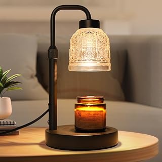 Candle Warmer Lamp with Timer, Dimmable Candle Warmer Lamp, Adjustable Height Candle Lamp, Electric Candle Lamp Warmer with 2 Bulbs, Present for Mom Mother\'s Day Christmas Home Decor - Black