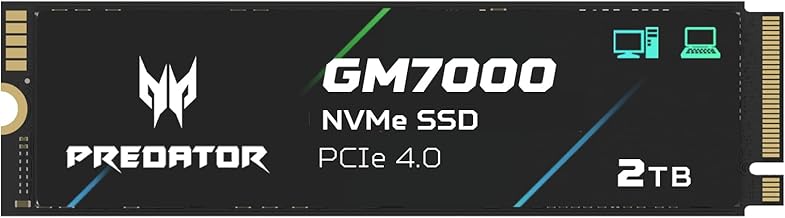 Predator GM7000 2TB M.2 SSD 2280 NVMe Gen4 Internal Gaming SSD, Compatible with PS5 Up to 7400MB/s - BL.9BWWR.106