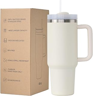 Quencher H2.0 FlowState Stainless Steel Vacuum Insulated Tumbler with Lid and Straw for Water, Tea or Coffee, and smoothie (Cream)