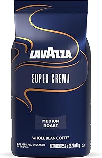 Lavazza Super Crema Whole Bean Coffee, Medium Espresso Roast, Arabica and Robusta Blend, 2.2 lb Bag, Package May Vary (Pack of 1)