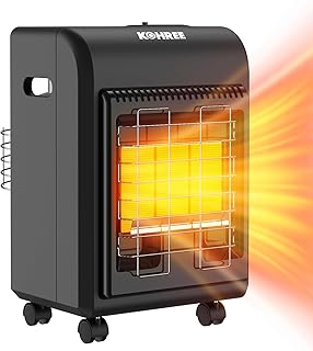 Propane Heater, 18,000 BTU Portable LP Gas Heater with ODS & Tip-over Protection, Gas Regulator & Hose, Outdoor Propane Tank Heater for Patio, Garage, Camping, Heating Up to 450 Sq. Ft (Black)
