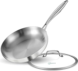 LOLYKITCH 12 Inch Tri-ply Stainless Steel Frying Pan with Lid,Skillet,Induction Chef\'s Cooking Pan,Pot and Pan Set,Dishwasher and Oven Safe,Detachable Handle.