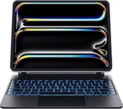 iPad Pro 13 inch case 2024 with keyboard, Easy-Set Floating Cantilever Stand, Smart Trackpad, 7 Color Backlit with Battery Digital Display, Magnetic Keyboard Case for iPad Pro 13 (M4), Black
