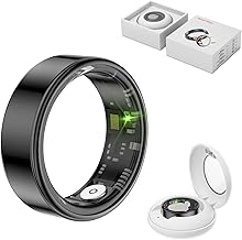 Smart Ring Health Tracker, Anillo Inteligente Para Hombre, Health Rings for Women & Men, Long Lasting Batteries Sleep Ring, Waterproof Fitness Tracker (Black, 8#)