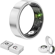 Smart Ring Health Tracker,Anillo Inteligente para Hombre,Health Rings for Women & Men,Long Lasting Batteries Sleep Ring (Silver, 10#)