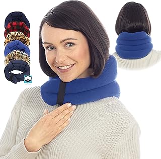 Microwave Heating Pad, Microwavable Heated Neck and Shoulder Wrap, Hands-Free Weighted Moist Hot or Cool Pack, Soft Fleece Cover and Flaxseed Filling, 26 Inch Length, SkyBlue