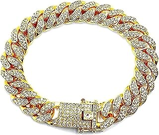 Cuban Link Bracelet Iced Out Miami Gold Plated Hip Hop Full CZ Prong Diamond Bracelet with Giftbox for Men Women