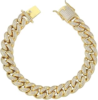 12mm Gold Plated Hip Hop Iced Out CZ Lab Diamond Miami Cuban Link Necklace Bracelet With Giftbox for Men and Women