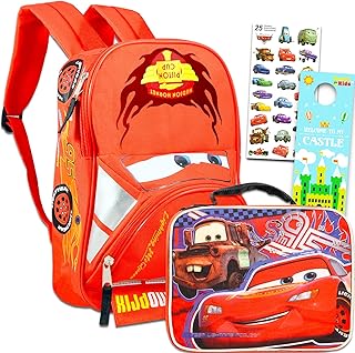 Disney Cars Backpack with Lunch Box Set - Bundle 16\