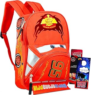 Disney Cars Lightning McQueen Backpack for Kids Bundle ~ Deluxe 16\