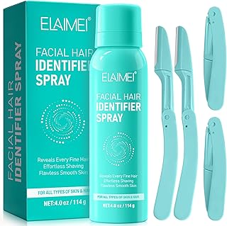 Hair Identifier Spray for Face Shaving & Dermaplaning - Moisturizing Skin Care - Removes Excess Hair - Suitable for All Skin Types (Includes Four Razors)