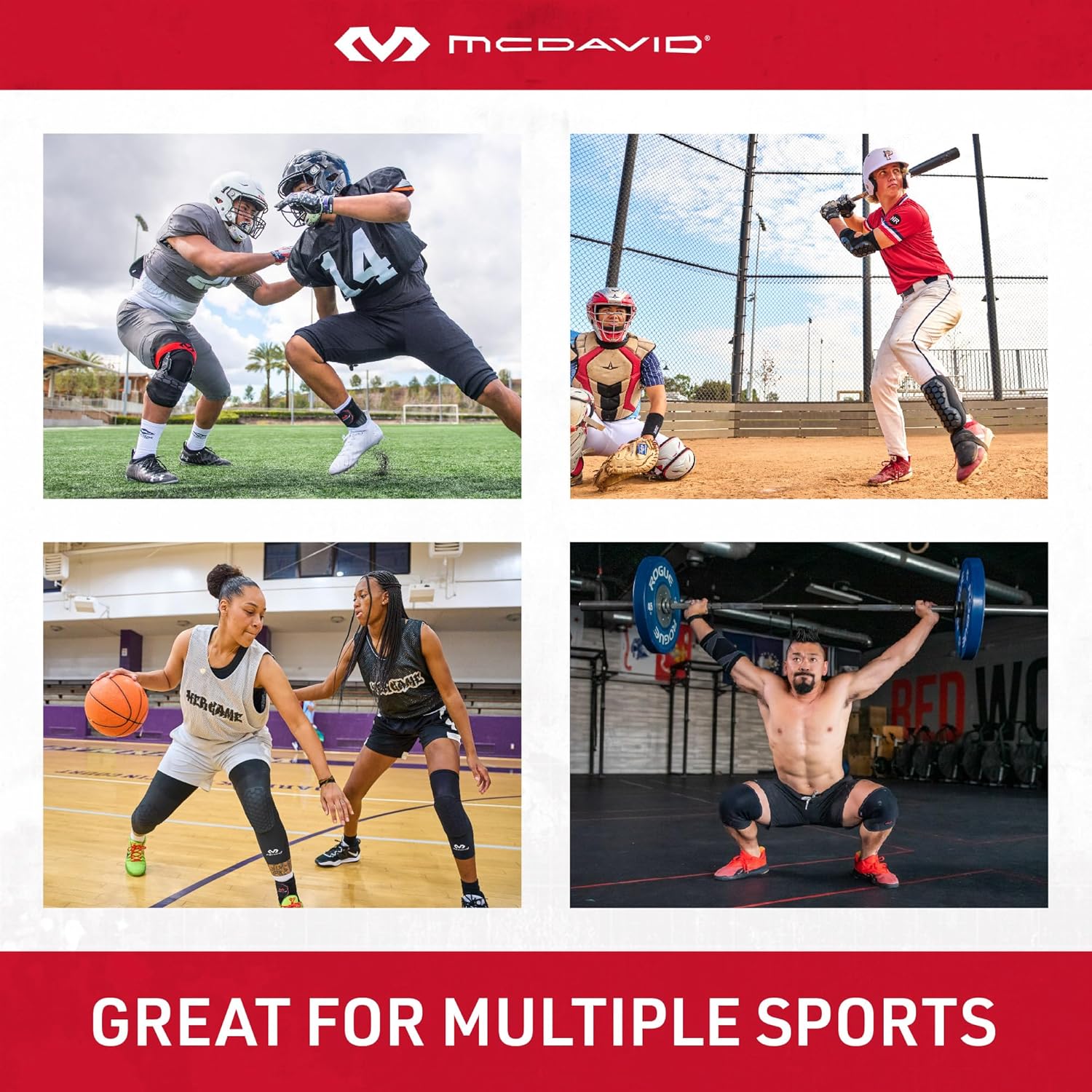 McDavid Hex Knee Pads Compression Leg Sleeve for Basketball ...