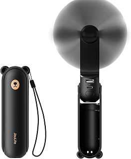 Handheld Mini Fan, 3 IN 1 Hand Fan, USB Rechargeable Small Pocket Fan [12-19 Working Hours] with Power Bank, Flashlight, Portable Fan for Travel/Summer/Concerts/Lash, Gifts for Women(Black)