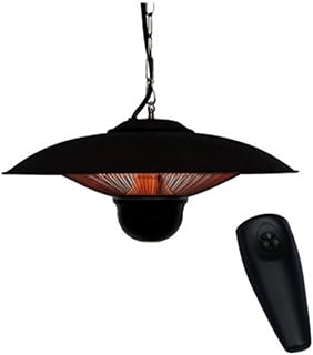 Indoor/Outdoor Ceiling Electric Patio Heater with LED Light and Remote Control, Black